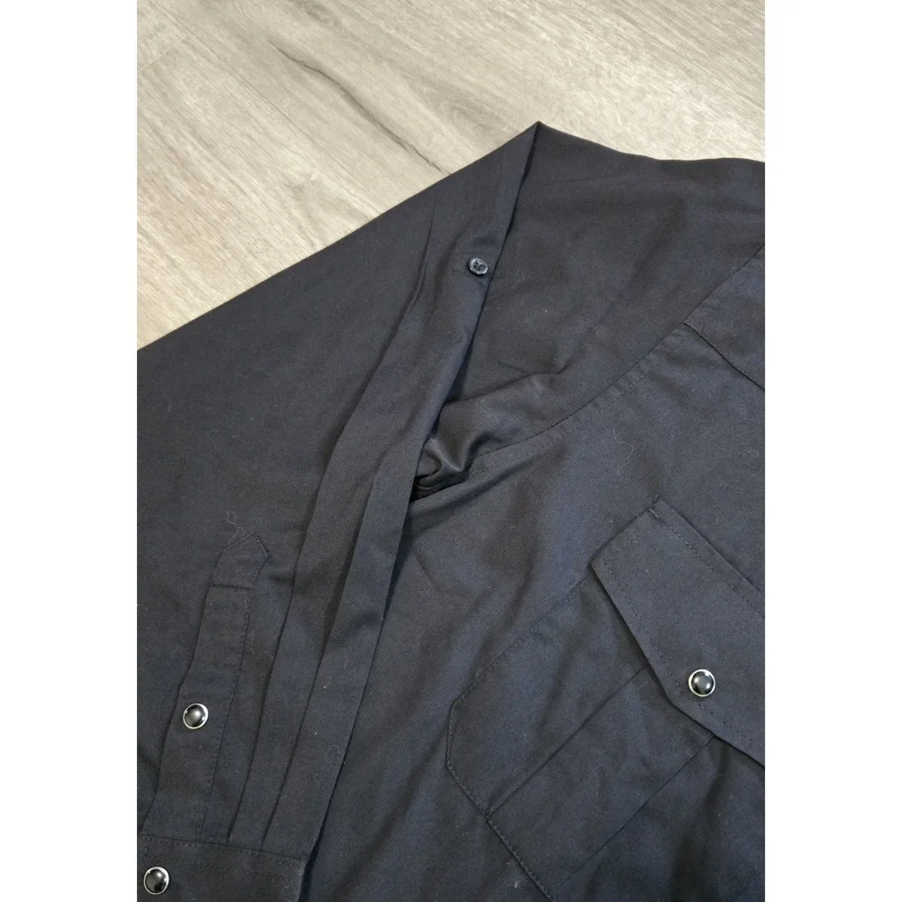 Coevals Club Pearl Snap Shirt Men 2XL Black L/S Roll Tab Sleeve Western NWT